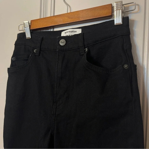 Reformation‎ Harper High Waist Cropped Jean 26 Black Skinny Sustainable Organic - Picture 3 of 12